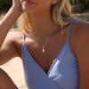 Dainty Stainless Steel Cubic Zirconia Teardrop Necklace for Women Elegant Geometric Clavicle Chain Party Jewelry Gift