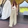 Lyocell ice silk linen straight-leg pants women's summer thin loose wide-leg pants high waist cotton and linen ice casual pants women