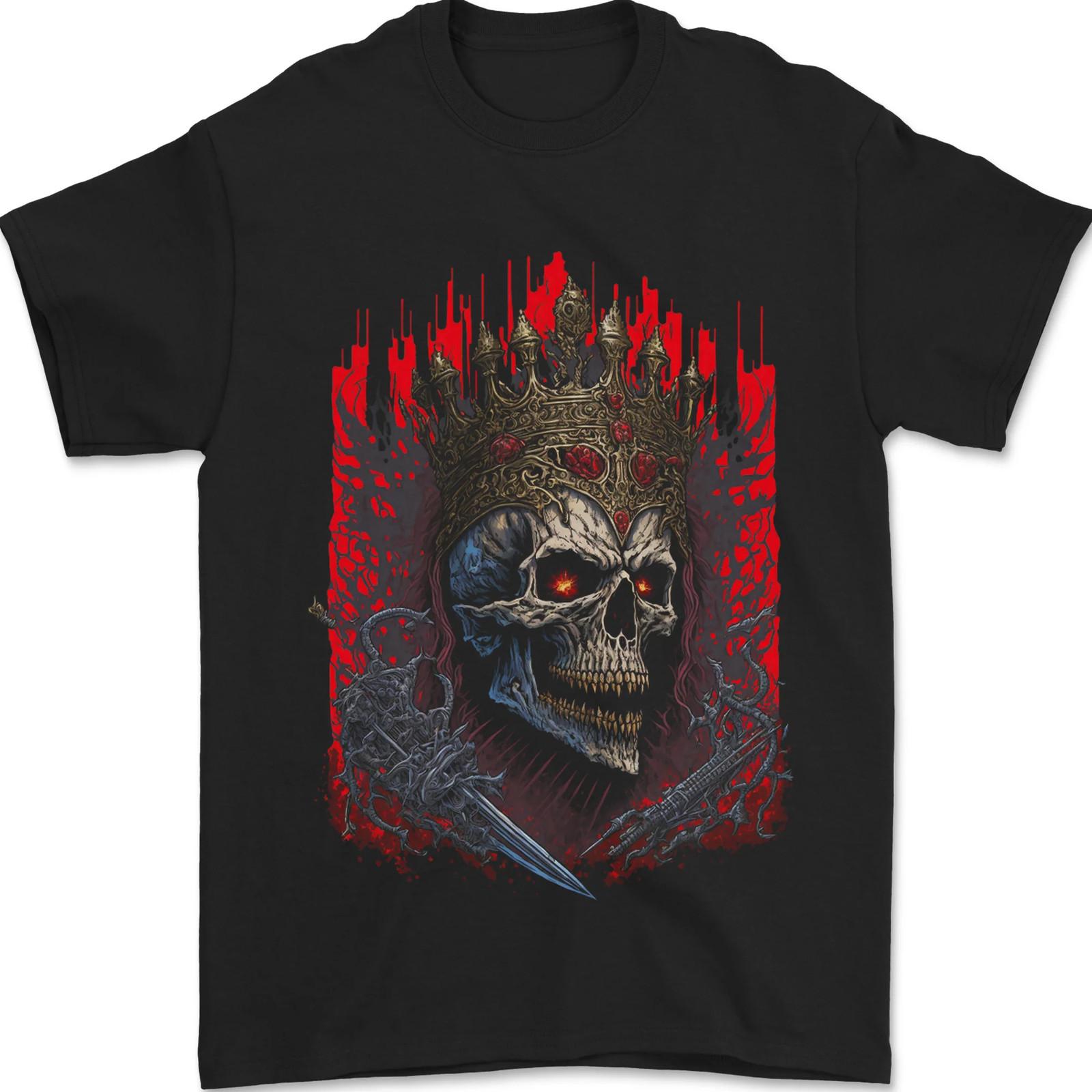 Evil Skull King Heavy Metal Rock Music Mens T-shirt Cotton XXXL
