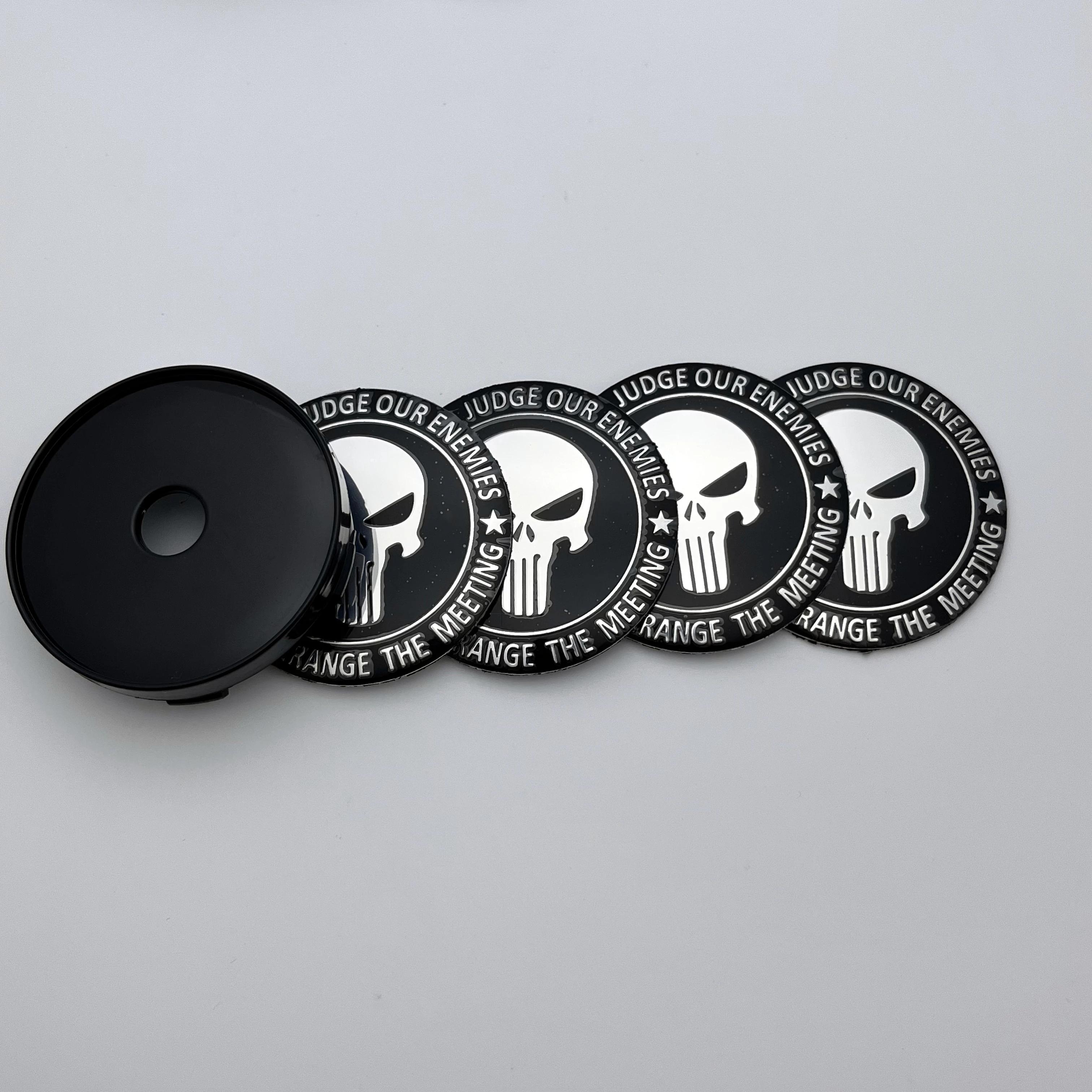 

Newest 4Pcs Pretty 3D Car Wheel Center Hub Caps Car Emblem Badge Logo Wheel Center Cap Label Car Wheel Stickers Accessories 56mm Sticker&4pcs Forskull