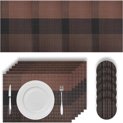 Gewebte Vinyl Tischsets Set Platzsets Kreuzwebart Rutschfest Waschbar Tischmatten für Esstisch Küche Restaurant Dekor Untersetzer