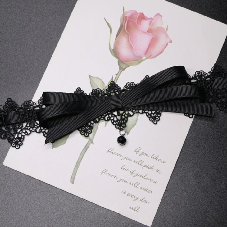 Sexy Schwarzer Spitzen-Schleifen-Knoten-Choker-Halskette Modisches Kragen-Halsketten-Schmuckstück