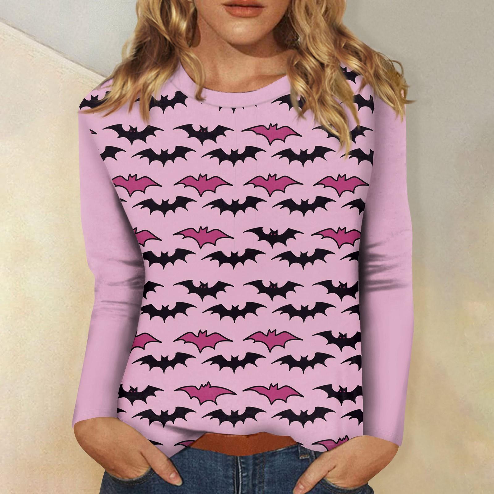 

Рубашки с длинным рукавом для женщин, футболки с принтом, блузки, повседневные базовые топы больших размеров, пуловеры XXXL розовый