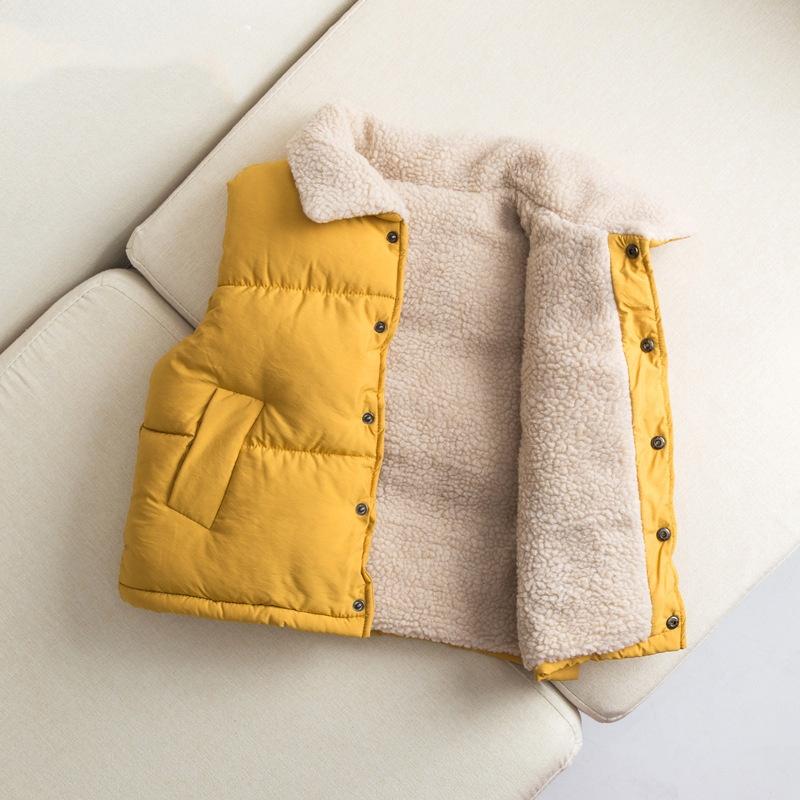 Autumn and Winter Children's Cotton Waistcoat Baby Plus Velvet Thickening Girls and Boys Outer Wear Waistcoat Lamb Fleece Vest