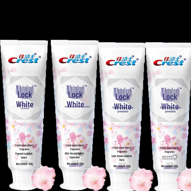Crest Dual-Color White Lock Toothpaste - Fresh Snow Cherry (4x120g)