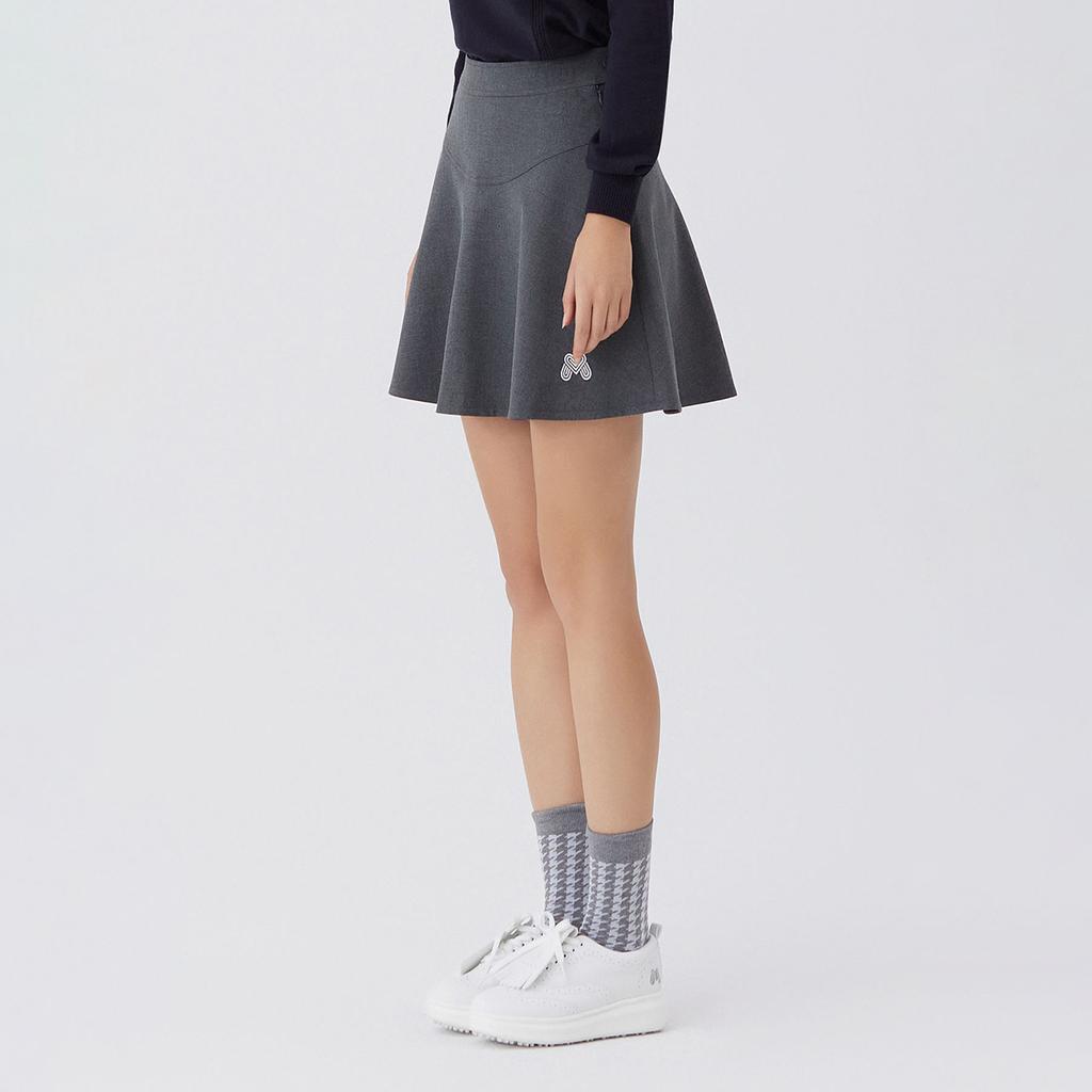 MARTINE GOLF Logo Banding Flared Skirts_M/Gray