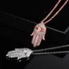 Fatima'S Hand Hiphop Micro-Inlaid Zircon Pendant Necklace Jewelry Sweater Chain