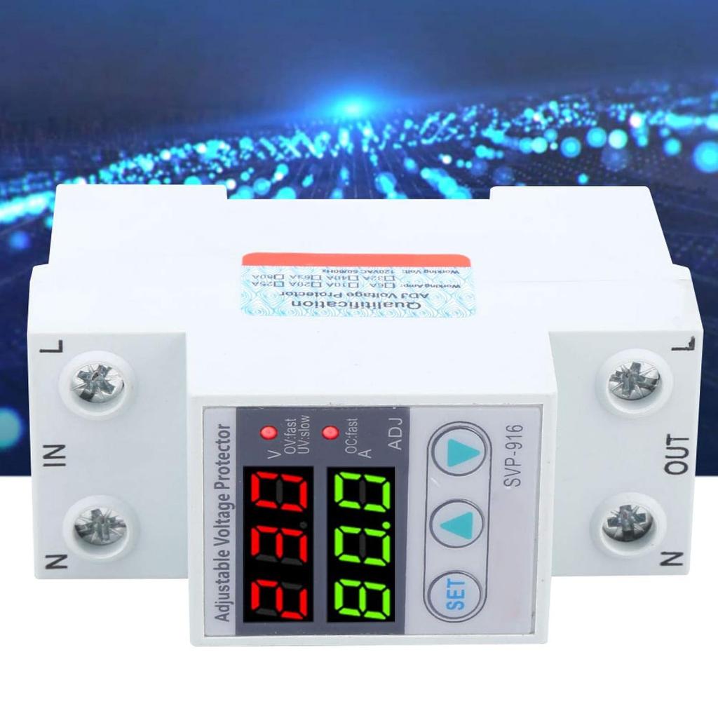 SVP‑916 100‑130VAC Adjustable Over and Under Voltage Protector Delay Reset Protector with Fault Query and Factory Reset Function