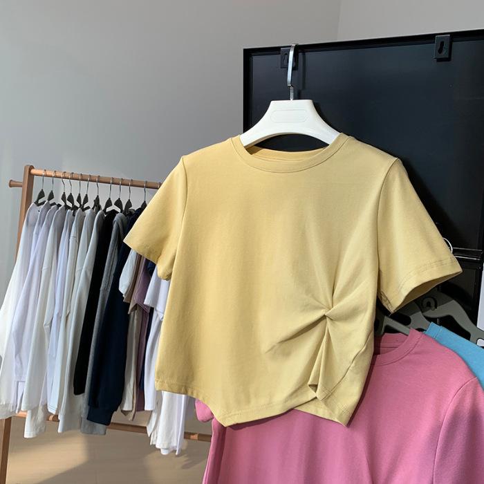 

Женская футболка с высокой талией и коротким рукавом Dopamine Wear — летний нишевый дизайн 2025 года Extra Extra Large жёлтый