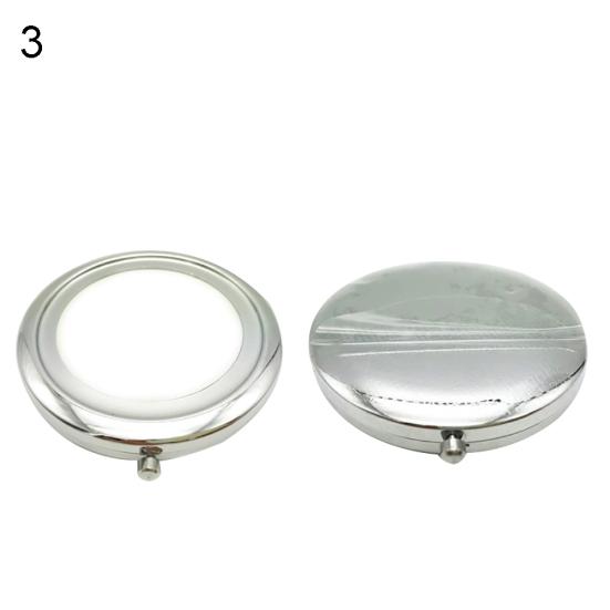 Tragbarer einfarbiger metallischer runder Make-up-Pop-up-Taschenspiegel mit doppelter Seite
