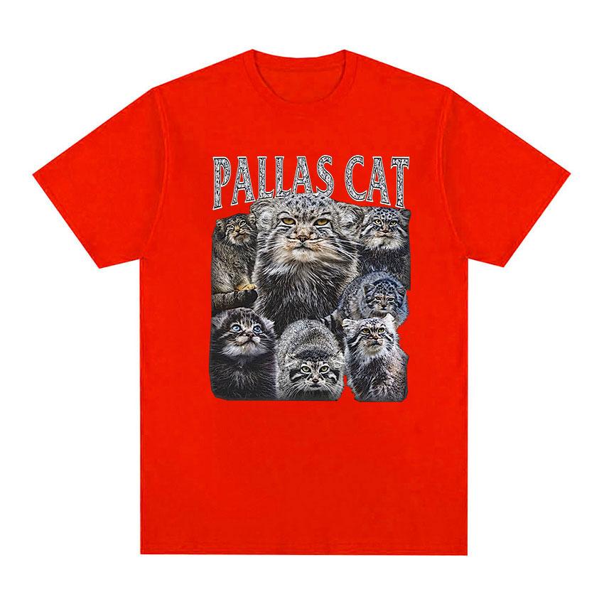 Vintage Pallas Cat Funny Meme Tee Shirt Men Women Fashion Cotton Short Sleeve T-shirt Cute Clothing Harajuku Oversized T Shirts