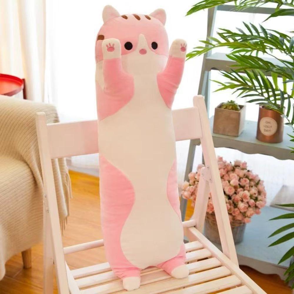 Ultra Soft Long Cat Plush Doll Huggable Side Sleeping Body Pillow Funny Long Throw Pillow  Gift
