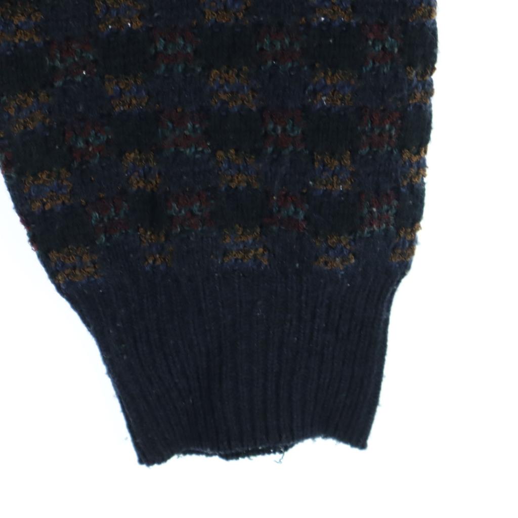 TOWNCRAFT 90er Jahre Altes Karomuster Langarm Strick L Marineblau System Herren Gebraucht