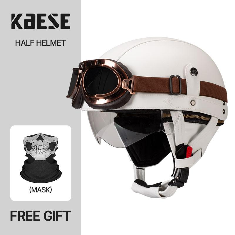 Vintage Half Face Motorcycle Helmet Motorbike Helmets Men Women Unisex Scooter Summer Helmet Black Brown DOT Approved Casque