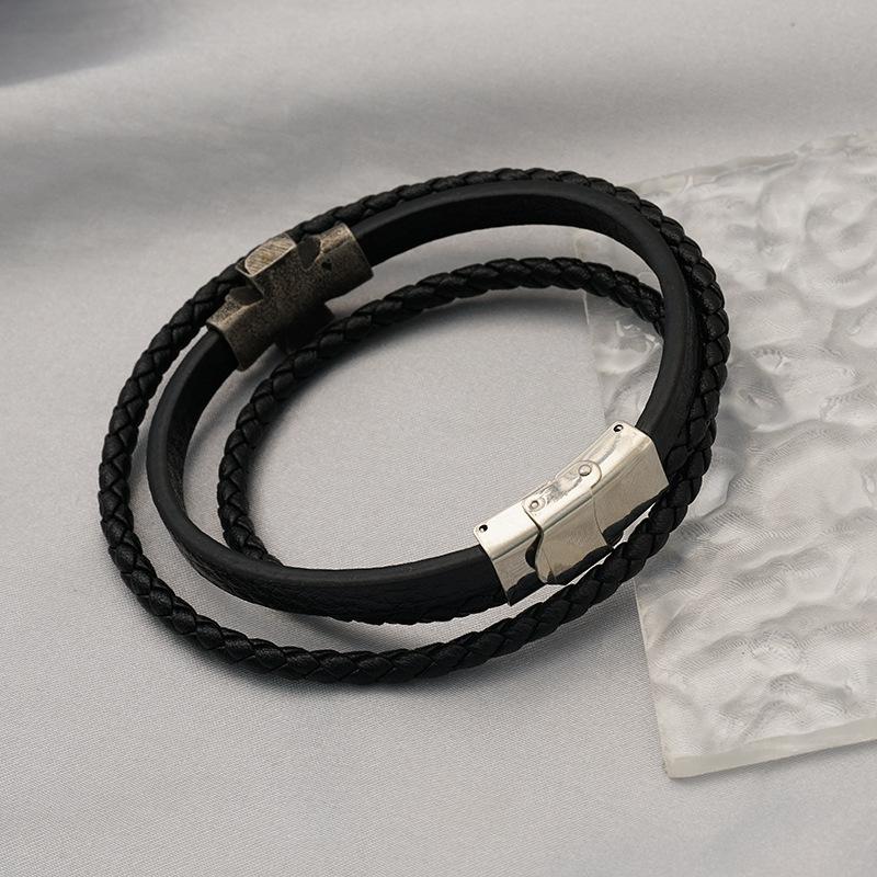 Accessories Stainless Steel Leather Bracelets Fashion Jewelry Personalized Multi-layer Braided Leather Bracelets Unisex
