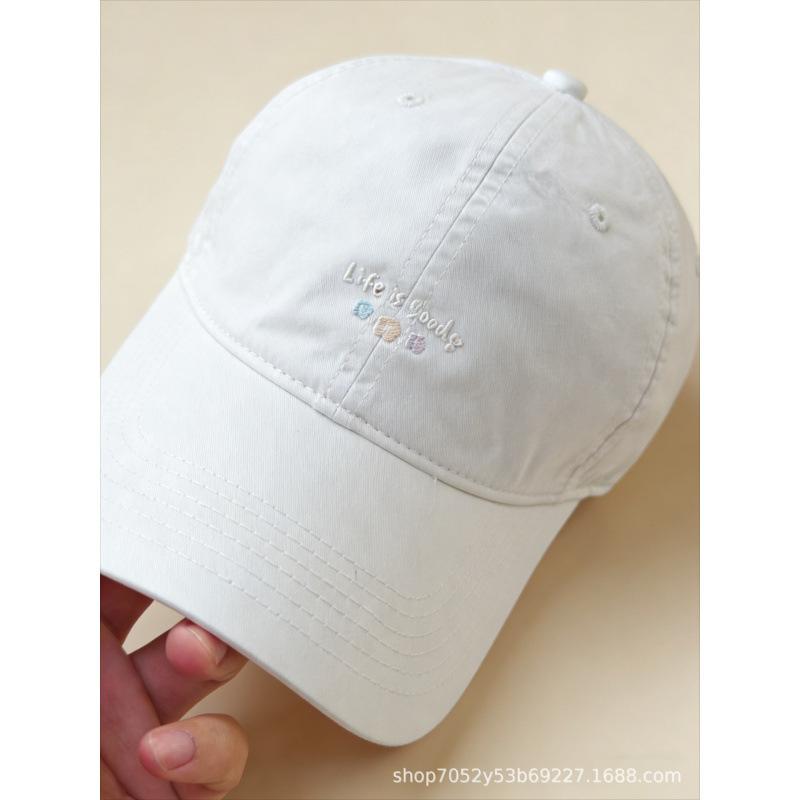 Letter Embroidered Baseball Cap Women'S Versatile Face Small Soft Top Cap Wide Brim Big Head Circumference Deep Top Hat