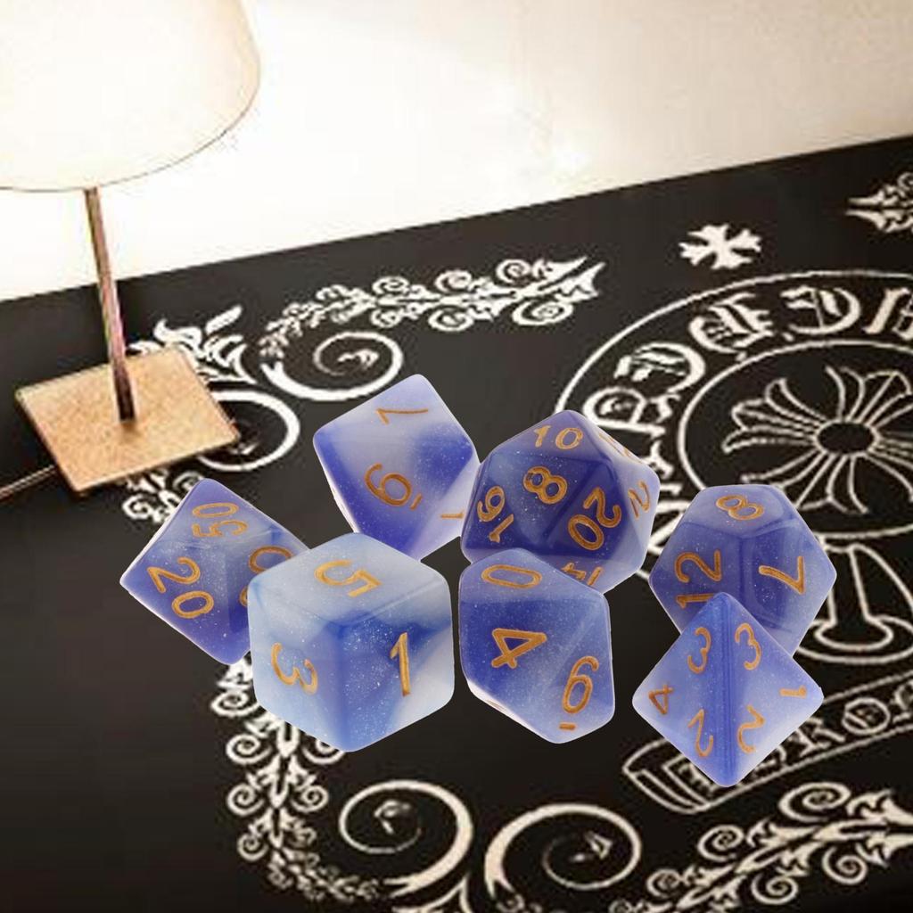 7pcs/set Colors Acrylic Polyhedral Dice Set D4 D6 D8 D10 D12 D20 7-Die Astrology Dice Props for DND Family Games Table Games