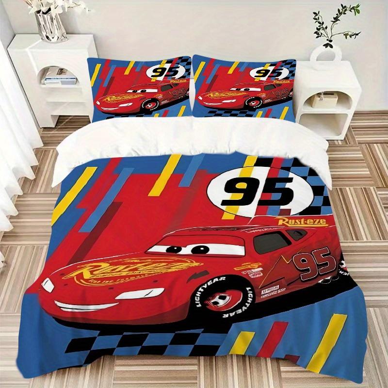 Set da 3 pezzi Saetta McQueen1 copripiumino + 2 federe, senza imbottitura, biancheria da letto stampata, Arredamento Camera da Letto per Tutte le Stagioni078