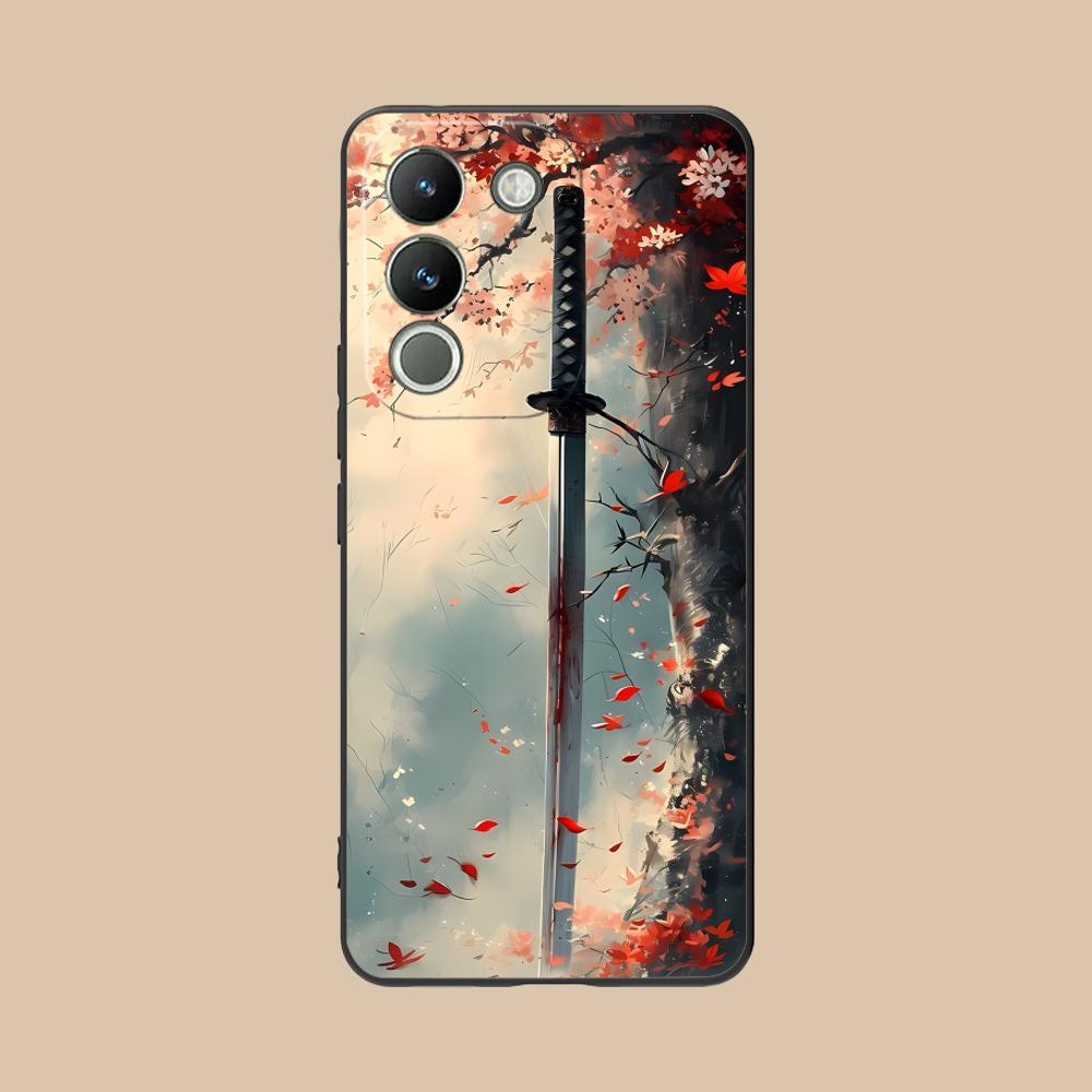 Katana Samurai Ronin Sakura Phone Case for VIVO V60 V50 V40 V30 V29 V27 V25 V23 Pro Lite 5G Colorful Printing Cover Pretty Cover