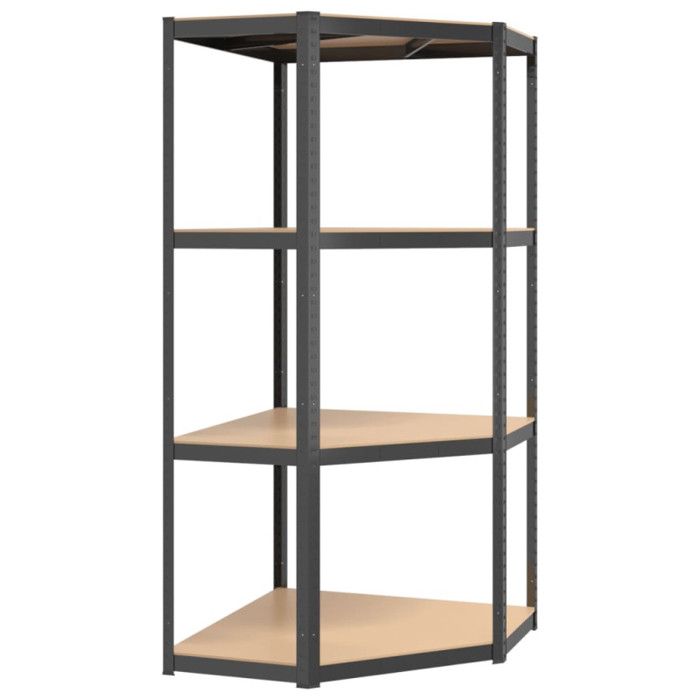 VidaXL Corner Shelf with 4 Tiers Anthracite Steel Engineered Wood 152853