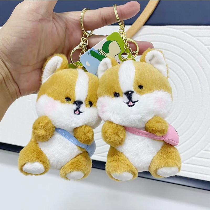 Corgi Cartoon Creative Dog Plush Toy Bag Keychain Pendant Decoration Gift Small