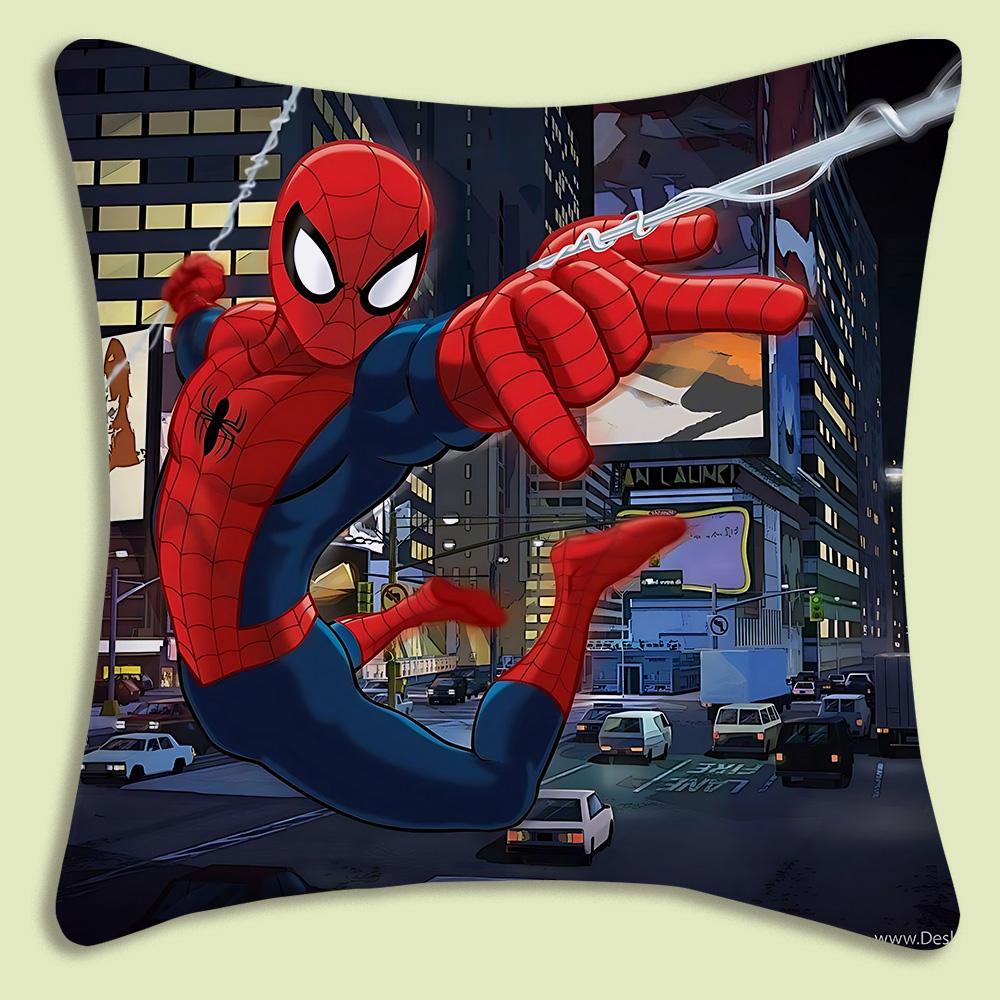 SpiderMan mascot Pillow Covers Cartoon Sofa Decorative Home Doublesided Printing Short Plush Cute Cushion Cover