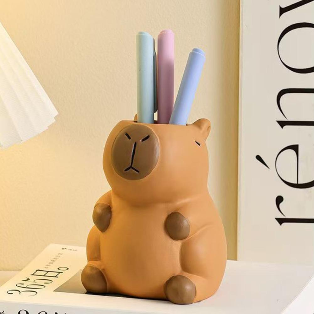 Tabletop Storage Capybara Pencil Storage Box Ornament Capybara Stationery Organizer  Makeup Brush