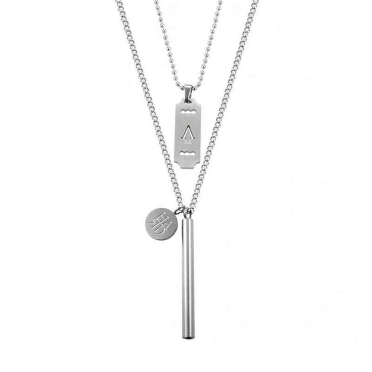 

2 шт./компл. Версия INS Холодная личность Хип-хоп Многослойное ожерелье Мужской парный кулон Бар Аксессуары Модное ожерелье