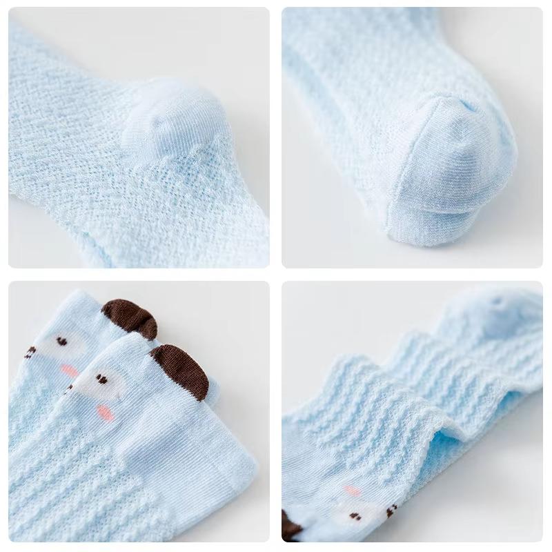 Cartoon Animal Baby Calf Socks Summer Breathable Mesh Cotton Infant Boys Girls Knee High Socks Cute Soft Elastic Toddler Long Socks
