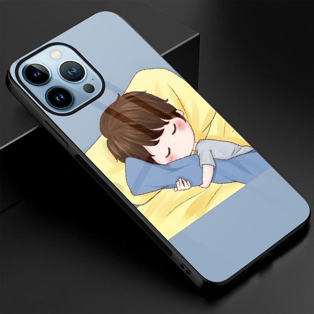 Cartoon Cute Girl Case For Iphone 13 14 12 11 Pro Max Mini Xs Xr X 7 8 6s Plus Se 2022 Tempered Glass Protection Back Cover