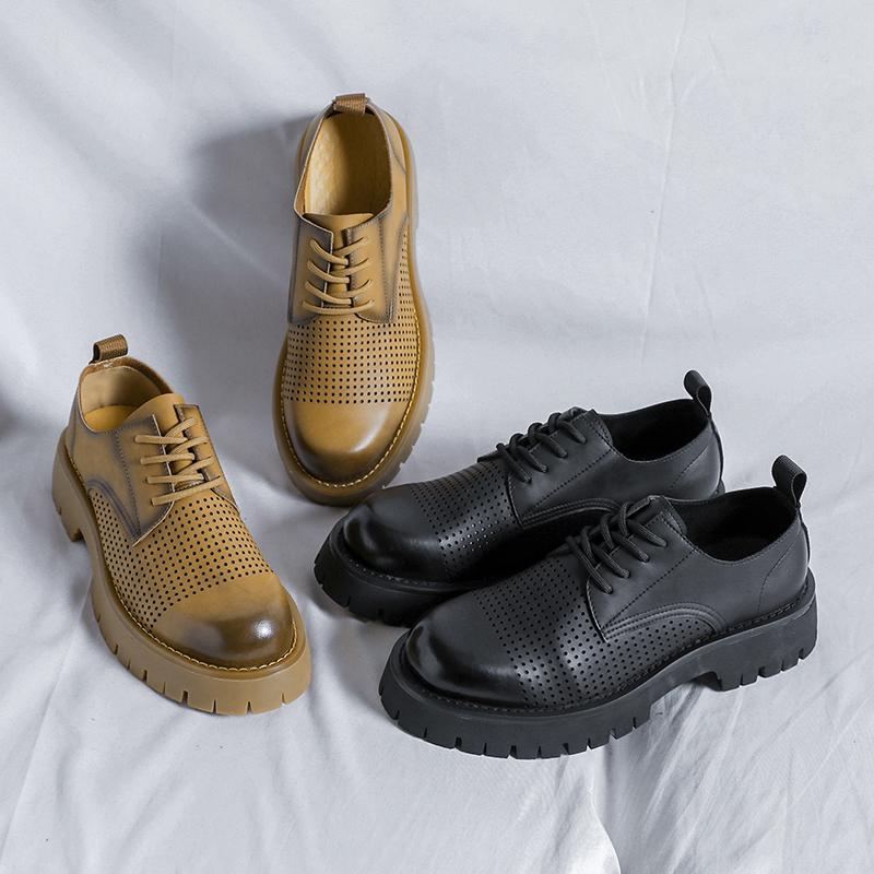 Fashion 2024 Original Luxury Brand Men Shoes High Quality Retro Genuine Leather Comfortable Hollow Out Daily Wedding Social Shoes Male