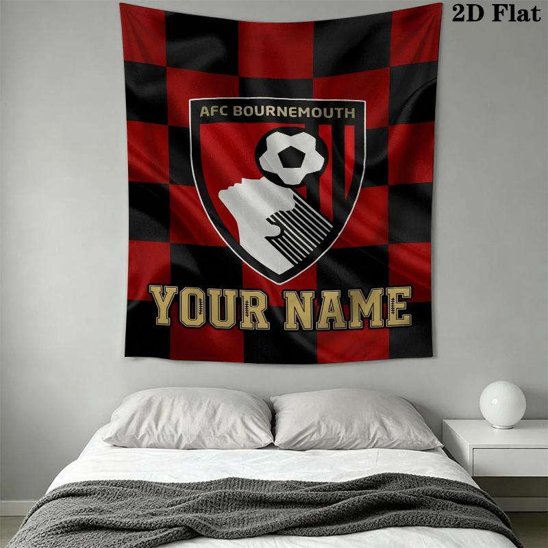 Custom Name Afc Bournemouth Wall Tapestry Aesthetic Wall Hanging Printed Fabric Blanket Decorative Tapestries for Bedroom Living Room Home Decor