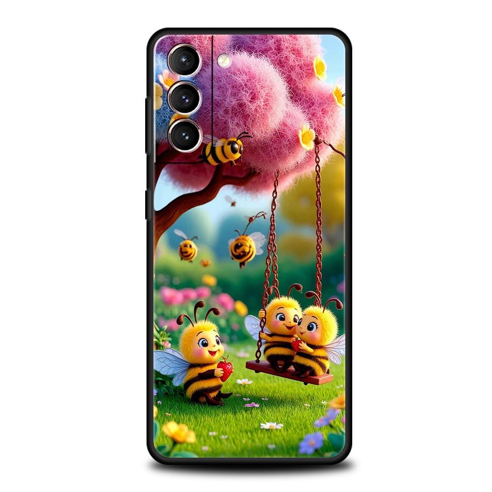 Honeybee Flower Pattern Phone Case Cover for Samsung Galaxy S26 S25 S24 S23 S22 S20 S21 FE Ultra S25 Edge Plus 5G Soft TPU Shell