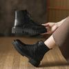 Full Cowhide ~ Women's Genuine Leather New Fleece-Lined Mid Platform Boots Slimming British Style Fried Street Ankle Boots