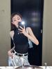 Summer Slim Spaghetti Strap Hollow Out Top Women's High Neck Knitted Vest