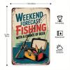 Vintage Fishing Beer Tin Sign 8x12 Inch Metal Wall Art Rustic Pub Garage Decor