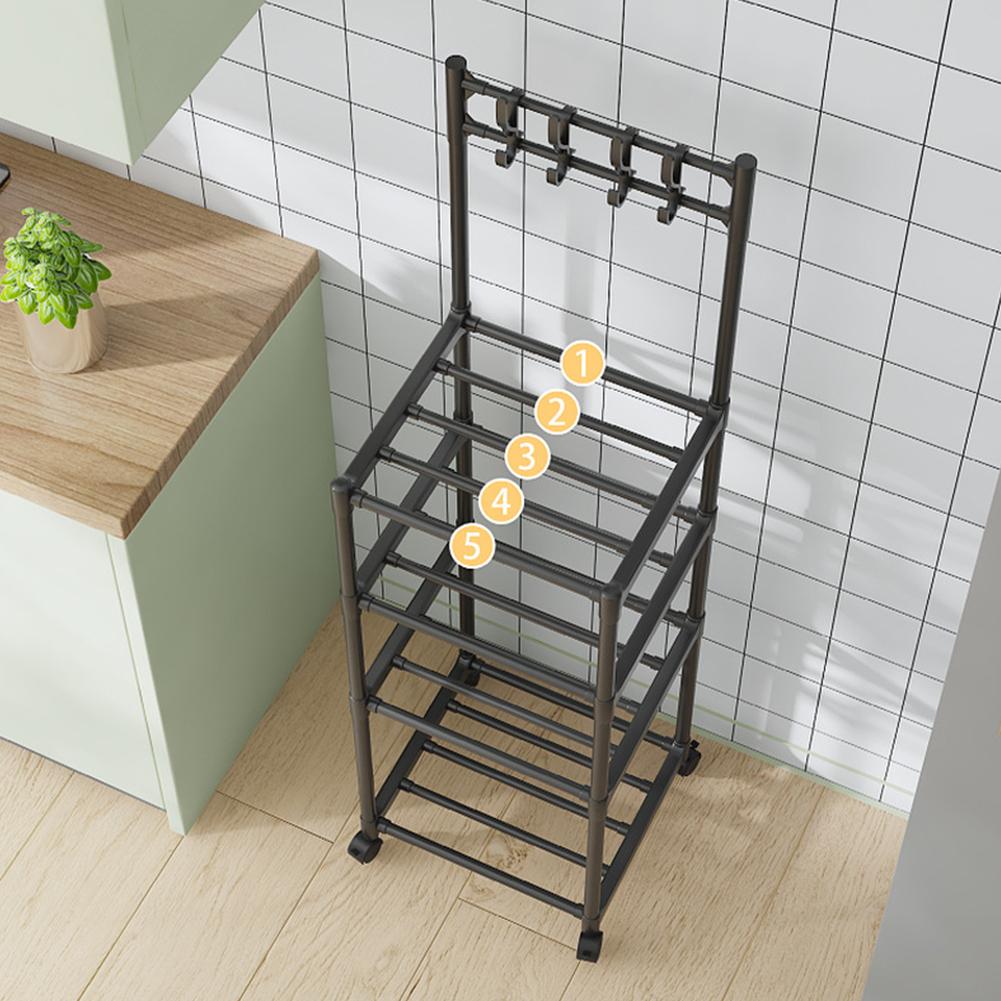 5 Tier Storage Shelf 110LBS Heavy Duty Organizer Shelf with Rolling Wheels for Laundry Bathroom Kitchen Garage Pantry