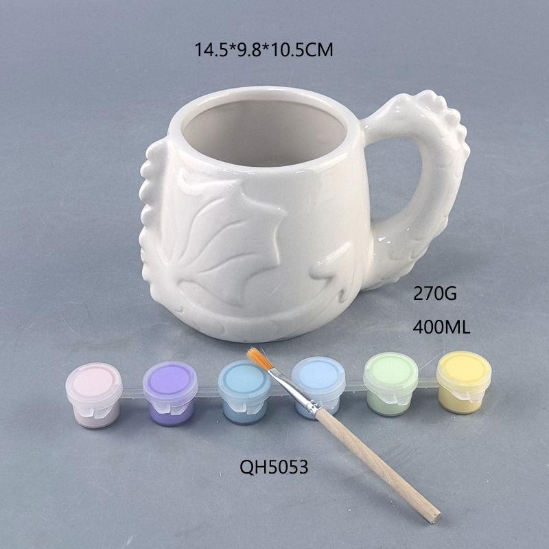 

Ceramic DIY33D Dinosaur Shape Mug Ins Cup Cute and High-Looking with Pigment Can Be Painted and Drinkable 400ML
