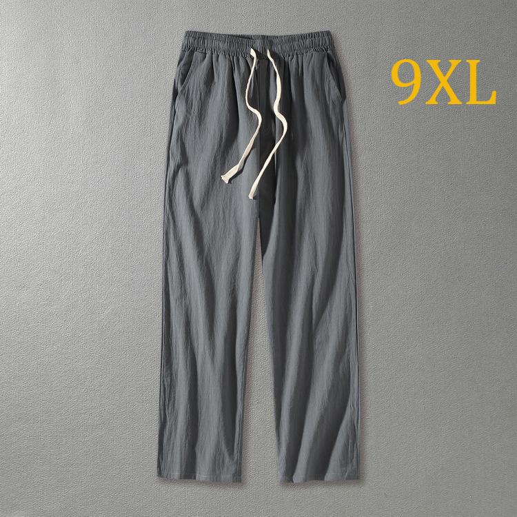 

Мужские брюки больших размеров 9XL 8XL, весенние и летние брюки, мужские модные повседневные однотонные брюки M серый
