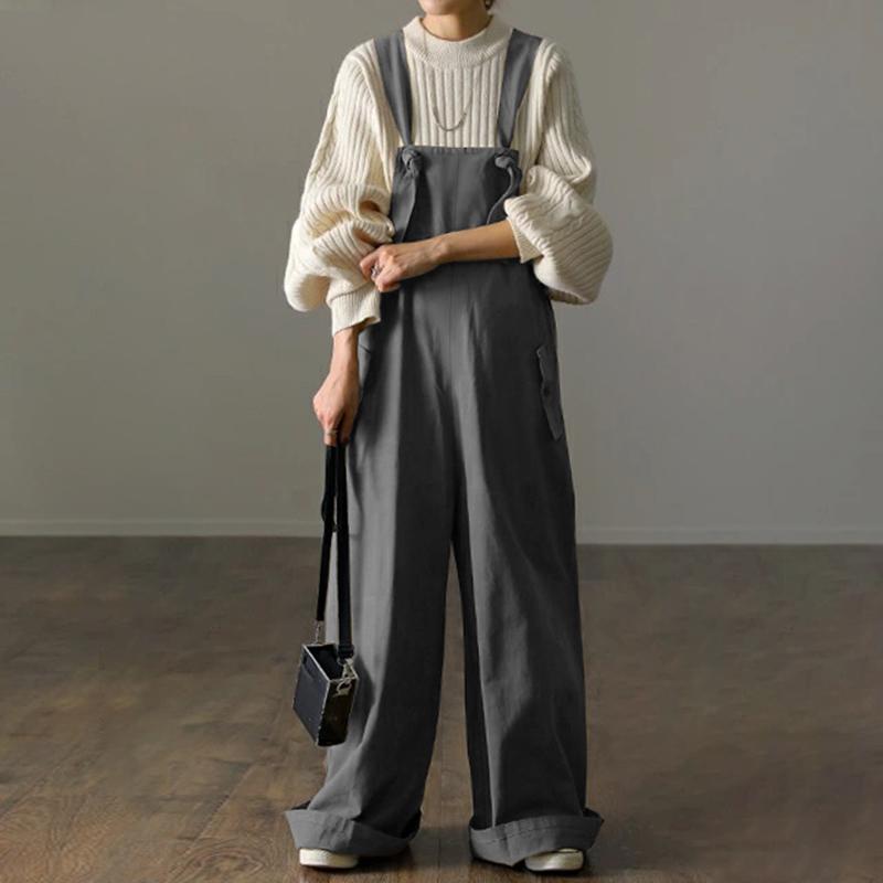 

ZANZEA Женский летний свободный комбинезон на шнуровке с широкими штанинами 2XL