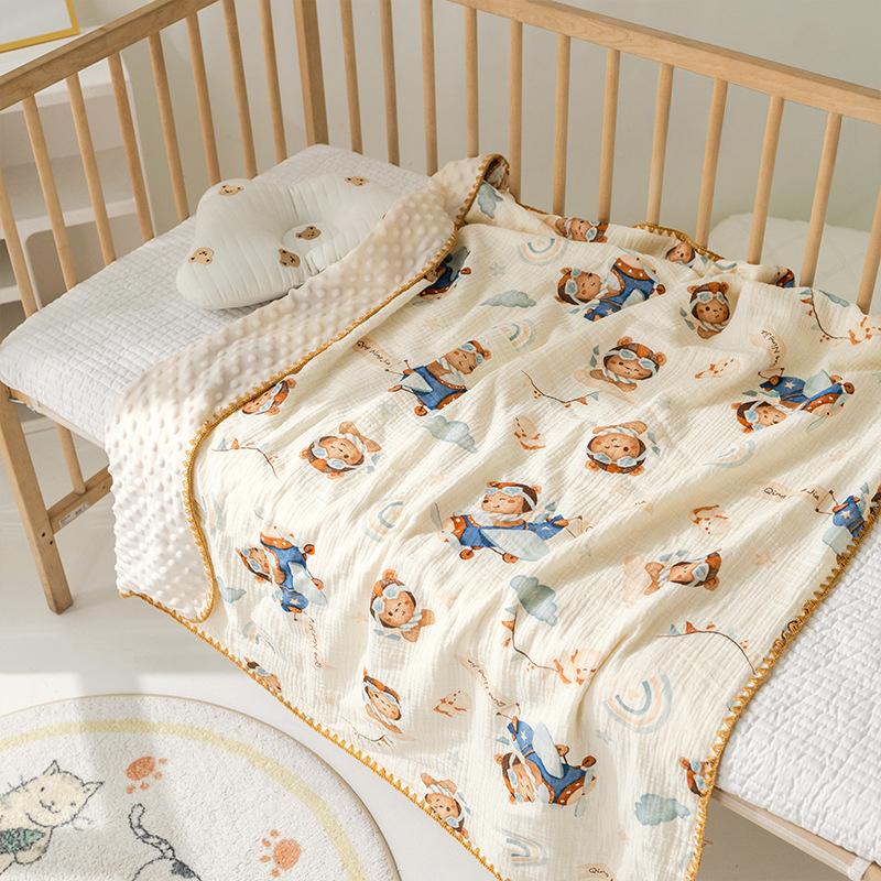 

Детское одеяло, хлопковое марлевое одеяло для новорожденных, мультяшный принт, супермягкое одеяло, муслиновый плед, пеленки, детское постельное белье 100x110cm