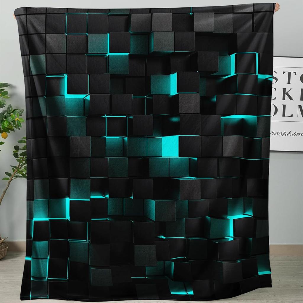 Geometry Fleece Throw Blanket Ultra Soft Cozy Modern Geometric Flannel Blanket for Sofa Couch Bed Chair Camping Travel Or Dorm