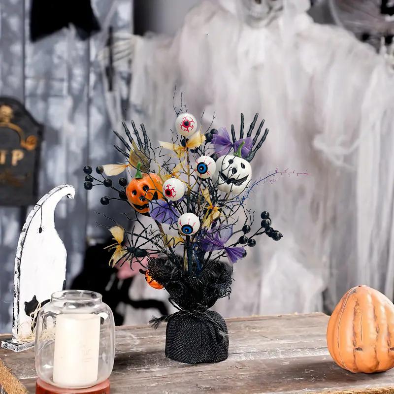 1PC Maple Leaf Arrangement Bookcase Decor With Pumpkin and Maple Leaves Home Artificial Black Tree Desktop Vase Filler Party