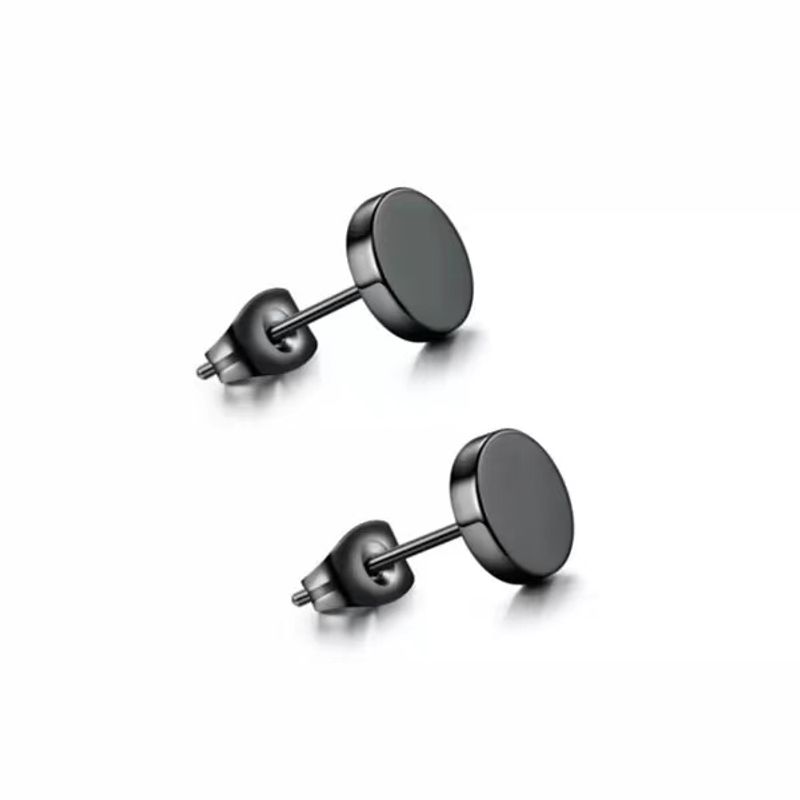 

Men Black Studs Earrings Single Trendy Men s K-style Stylish Minimalist Domineering New Arrival Hip Hop Trendy Handsome Earrings Black 6mm pair