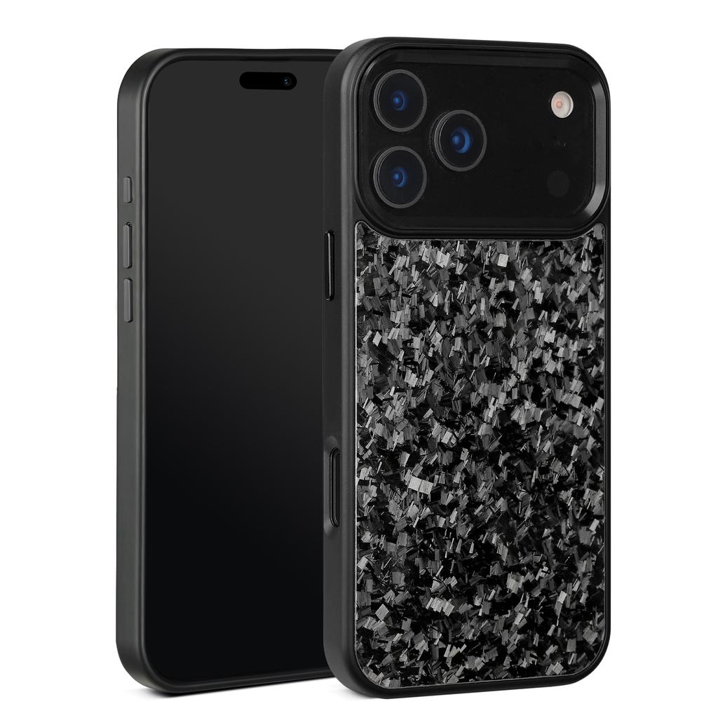 For iPhone 17 Pro Max Case Forged Texture Aramid Fiber + TPU Phone Cover with Black Lens Frame