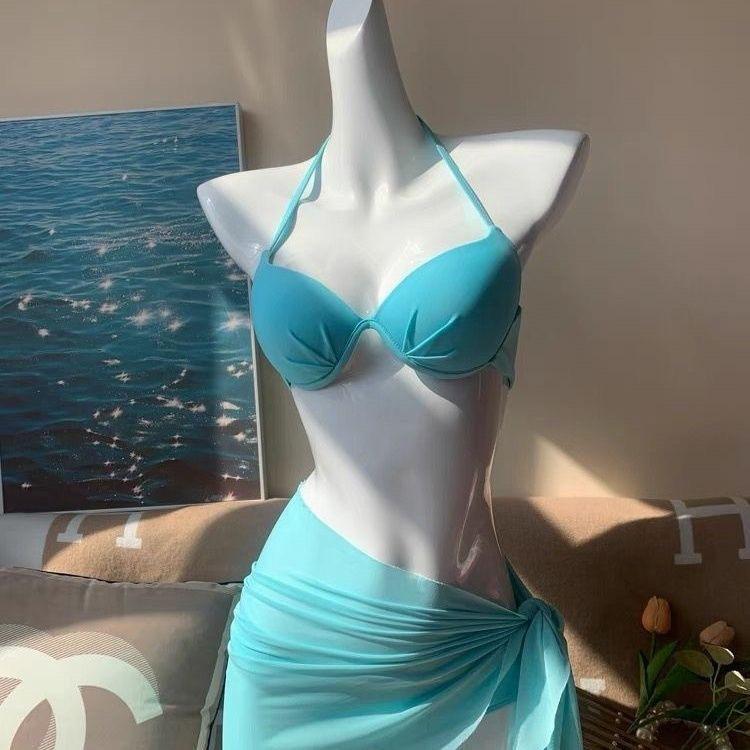 Women's Pink Three-Piece Swimsuit: Flirty Beach Vacation Bikini for All Bust Sizes