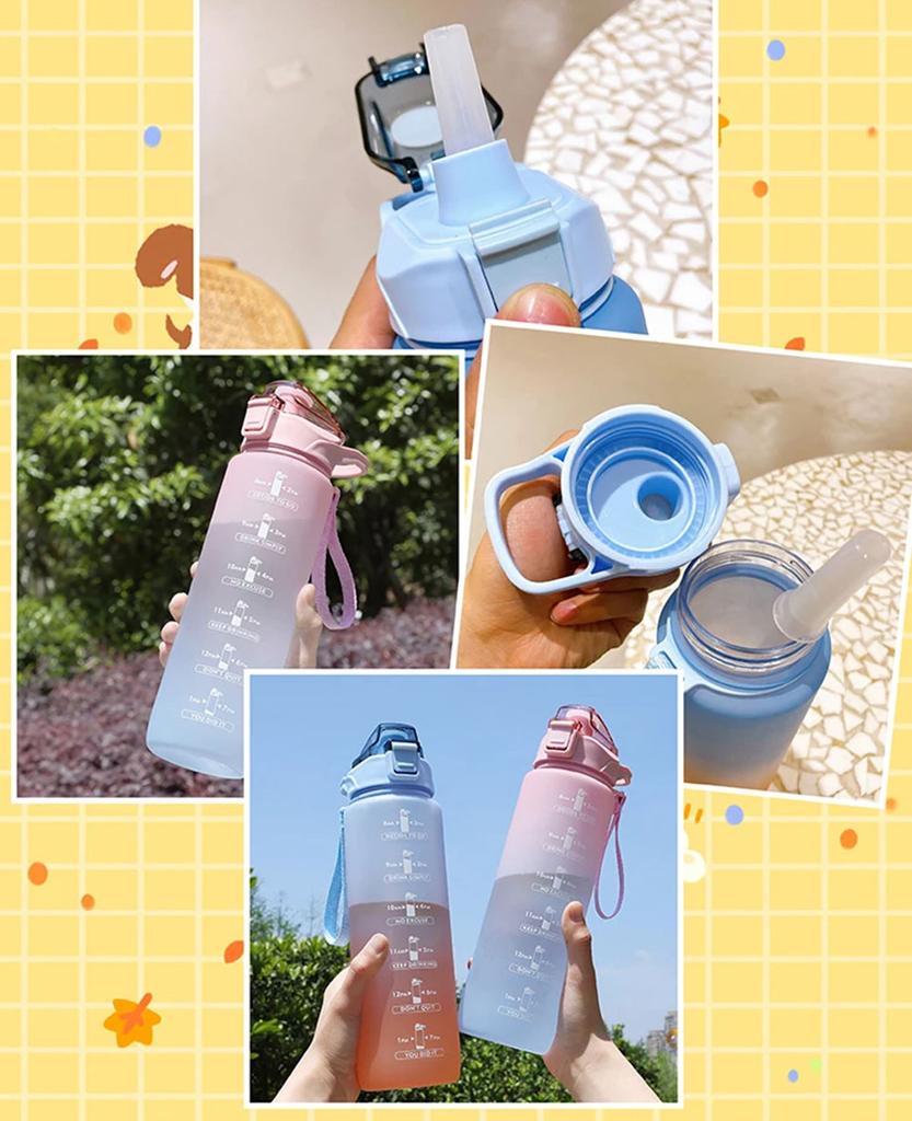 900ml Sports Water Bottle with Time Marker Leak-proof Cup Motivational Portable Water Bottles for Outdoor Sport Fitness BPA Free