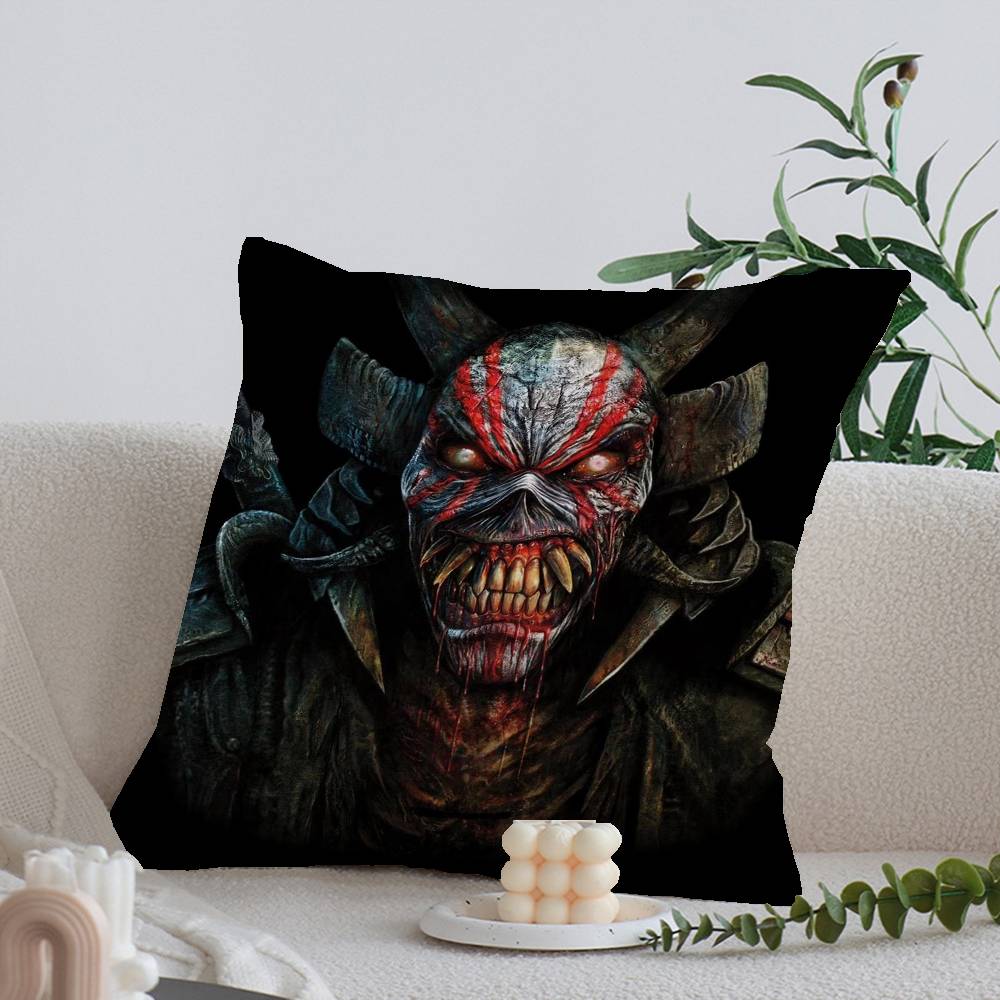 

Rock Band I-Iron M-Maiden Pillow Covers Cartoon Sofa Decorative Home Double-sided Printing Short Plush Cute Cushion Cover 12x12Inch