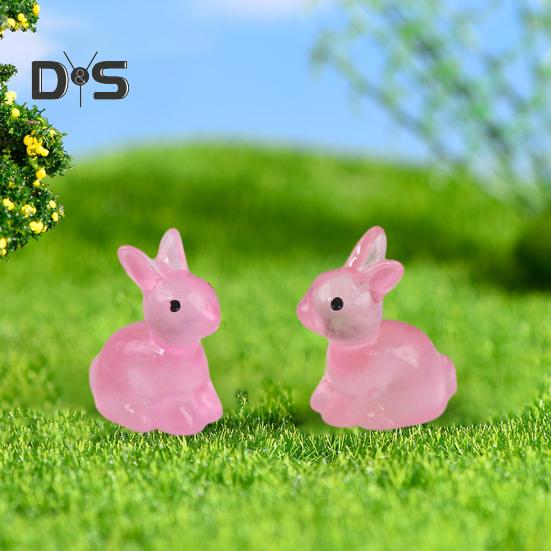 10 Stück Simulation leuchtender Hase bunte umweltfreundliche Kaninchenfigur Mini-Feengarten-Ornamente