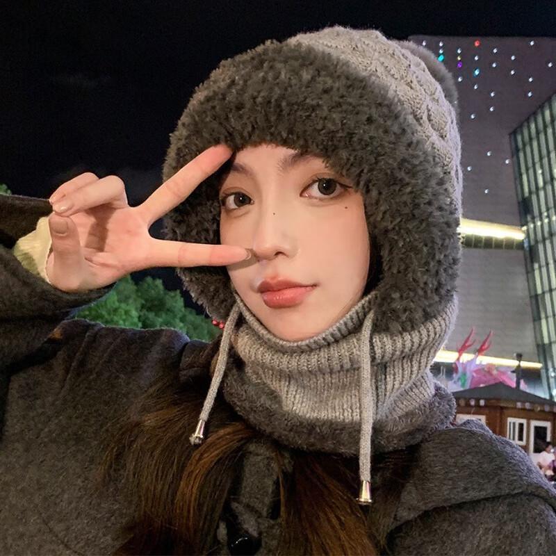 Junbie Women s Winter Integrated Knitted Hat with Mask & Ear Protection 56-58cm